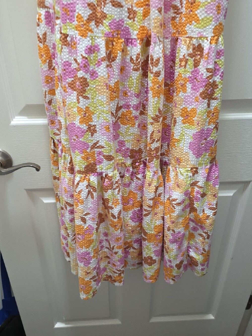 Billabong Floral Puff-Sleeve Maxi Dress in Pink & Orange - Picture 5 of 10
